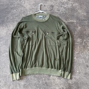 Vintage Versace Sport Lightweight Sweatshirt Mens L 50 Army Green Long Sleeve